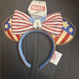 Captain America Marvel Disney Patriotic Star Mouse Ears Headband
